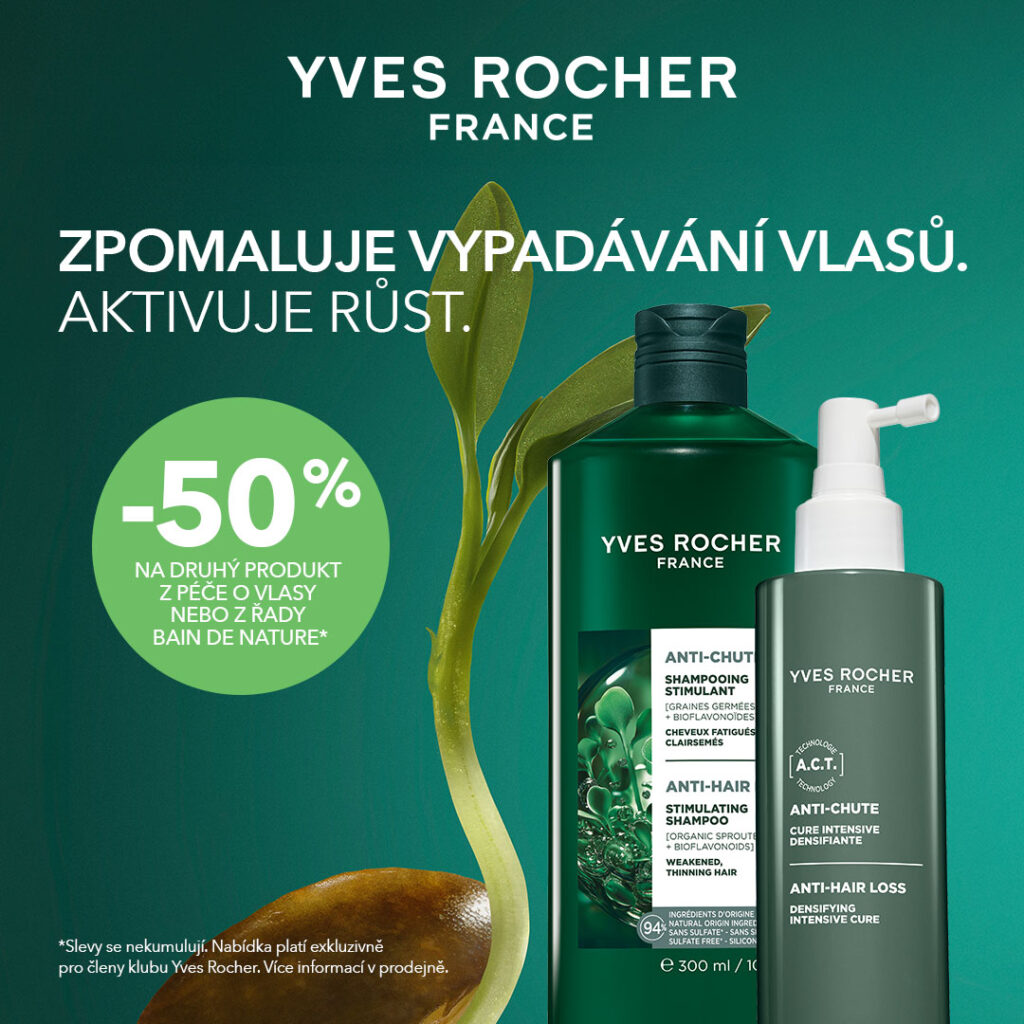 Sleva 50&nbsp;% na druhý produkt z&nbsp;péče o&nbsp;vlasy od rostlinné kosmetiky Yves Rocher